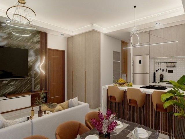 Schöne Wohnung mit 2 Schlafzimmern und 2 Bädern und Gemeinschaftspool zum Verkauf in Yeni Erenköy – İskele
