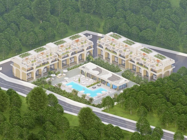 Unique Style of 1 Bed Loft Garden & Terrace Apartment with pool for sale in  Bahçeli - Kyrenia