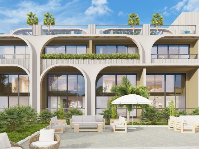Unique Style of 1 Bed Loft Garden & Terrace Apartment with pool for sale in  Bahçeli - Kyrenia