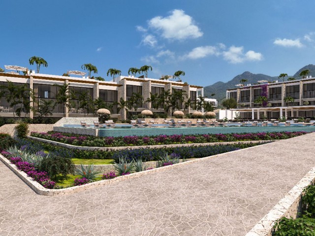 Exclusive project with direct sea views for sale with garden, pool, in Esentepe, Kyrenia