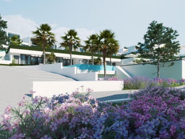 In Esentepe werden spezielle neue Projektkombinationen aus Villa, Haus mit Pool und Bungalow zum Vorverkauf angeboten. Kyrenia