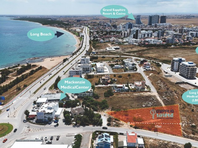 1 decare land with commercial permit for sale in the most prestigious location in Iskele long beach region