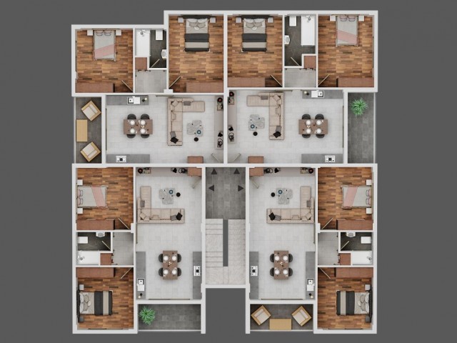 2+1 flats with large balconies for sale in Nicosia Küçükkaymaklı area