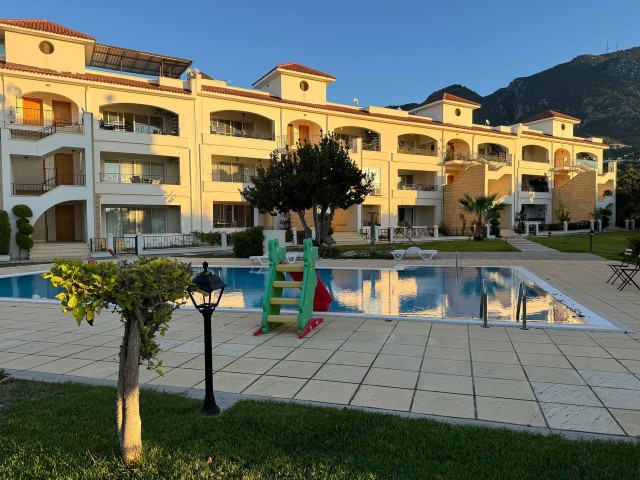 Furnished 2 Bed, 2 Bath Flat with Garden in a Well-Maintained Complex with Pools in Lapta - Kyrenia
