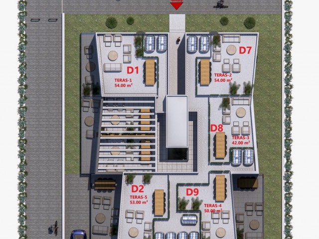 آپارتمان 2+1 با منطقه تراس برای فروش در پروژه Hamitköy