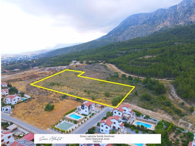 Girne Lapta'da Satılık 7400m2 Satılık Kesilmez Deniz Manzaralı Arazi