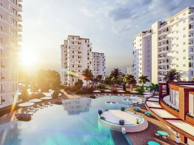 Caesar Blue konut kompleksinde aqua parklı deniz manzaralı 1+1 daire