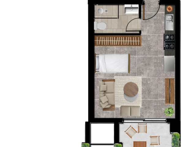 İskele'de smart site'de %35 peşinatla 3+1 LOFT daire +Çatı terası,  Anahtar teslimi Mart 2026