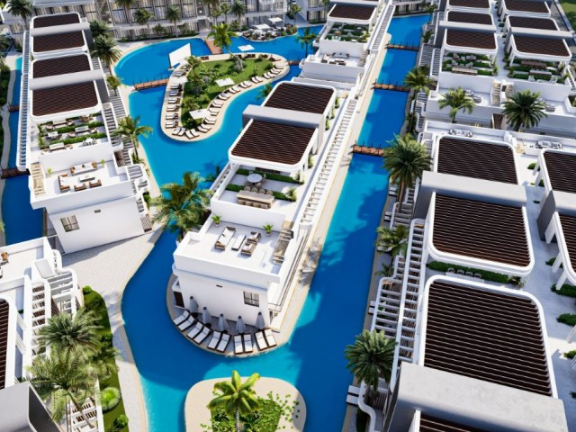 Özel havuzlu ve bahçeli veya donanımlı çatı teraslı 2+1 (58 m2), 123 m2 launch fiyatıyla, ödeme planıyla, %40 giriş ücreti ve 3 yıl taksitli! Kendi beach club'ı olan bir komplekste