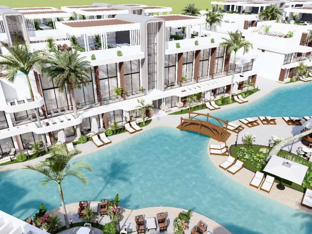 2+1  with a private pool and garden or equipped roof terrace (58 sq.m), 123 sq.m at tle launch prices with a payment plan, 40% entrance fee and installment of 3 years!  In a complex with its own beach club