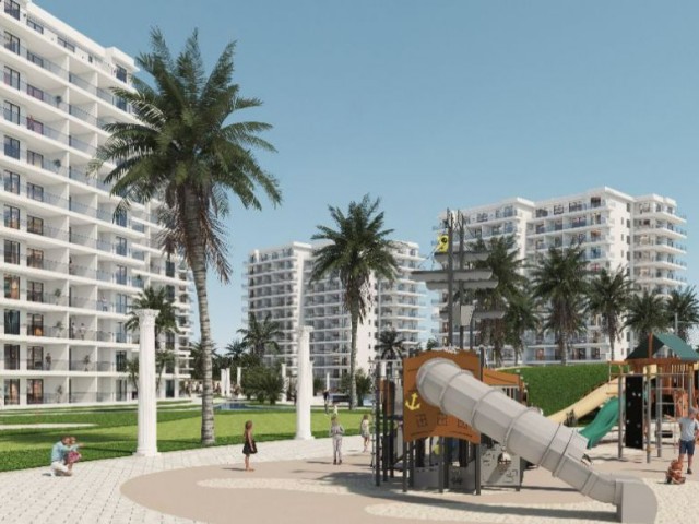 Apartment 1+1 in the new Fabius building in the Caesar Resort universal complex at a low price with installment 85000pounds sterling, 62 sq.m + terrace 29 sq.m) on the ground. Key handover is June, 2024.