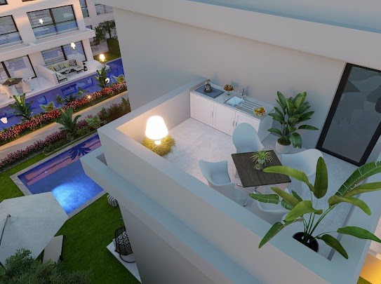 1+2 Loft Two-Bedroom Apartment for Sale in a New Project in Iskele Bogaz