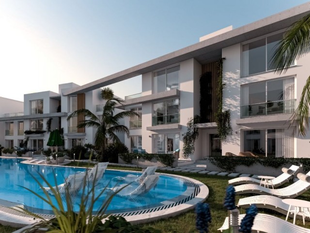 1+1 apartment for sale under construction in the picturesque area of Yenibogazici