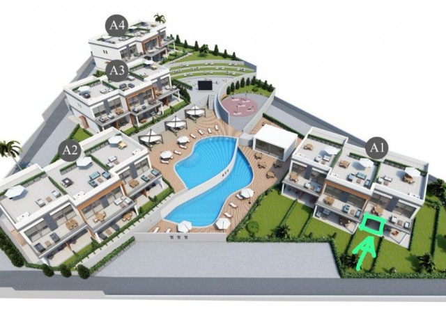 Apartments, 1+1, are available for sale, with a closed area of ​​40.72 m2, a terrace of 12.33 m2, an