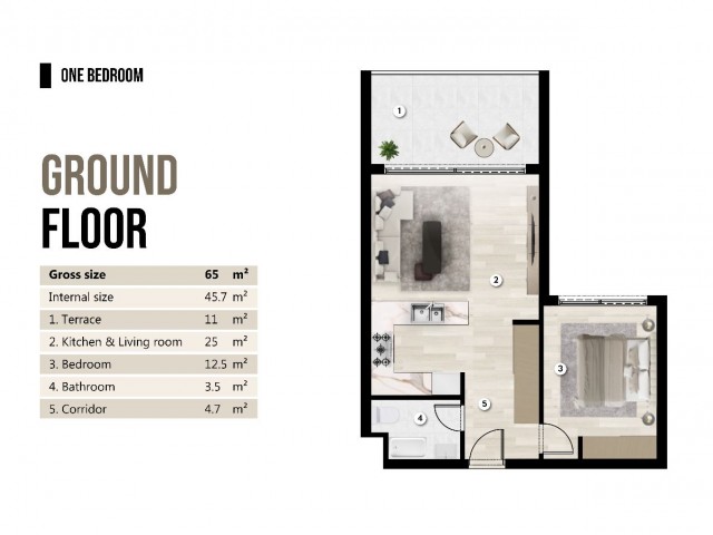 Stüdyo, stüdyo çatı katı, 1+1 çatı katı, 2+1 dubleks Bose'da 85.000 £ karşılığında satılık, Alan 50 m2. M. 