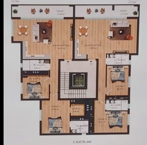 1+1, 2+1, 3+1 Wohnungen und Arbeitsplätze für Investitionen mit Mieteinnahmen aus dem Projekt im Girne Center