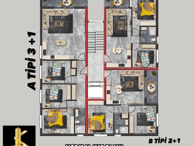 GAZİMAĞUSA  ÇANAKKLE PROJE AŞAMASINDA SATLIK 2+1 DAİRELER LASMAN ÖZEL FİYATLARIYLA 