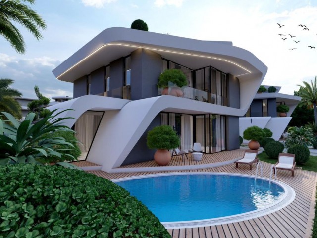Olive garden 4+1 modern mimarili özel havuzlu şömineli villa