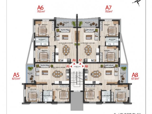 Mountain Hill 2+1 daireler 97000£ girne Alsancak