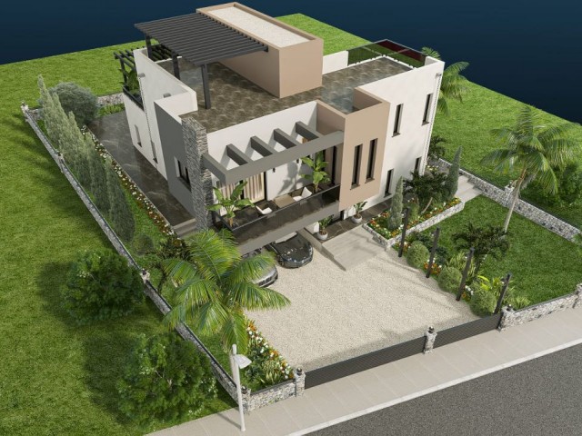 4+1 luxury villa for sale in the Alsancak with Sea and mountain view 