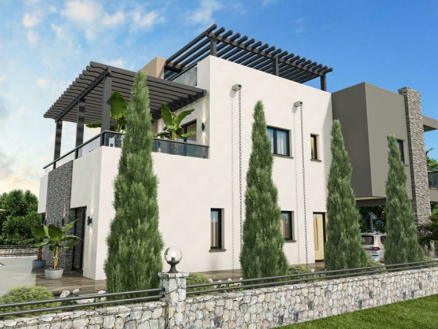 4+1 luxury villa for sale in the Alsancak with Sea and mountain view 