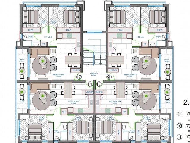 Laptada lüks site içinde 2+1 satılık daire