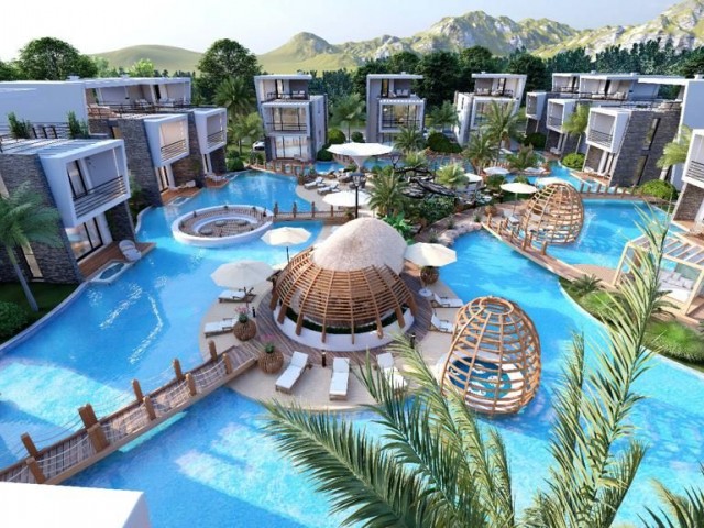 Alpino İsland complex will consist of 17 Villas (11 detached and 6 townhouses), which will be built around a huge pool of 980 m2.
