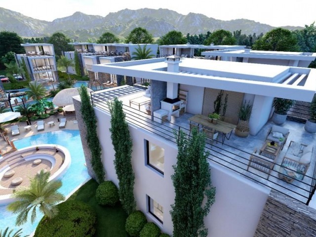 Alpino İsland complex will consist of 17 Villas (11 detached and 6 townhouses), which will be built around a huge pool of 980 m2.