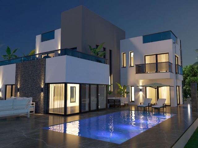 Modern design 4+1 villa with swimming pool for sale in Laptada