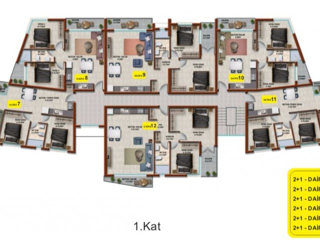 Laptada yeni tamamlanmış satılık 2+1 daireler