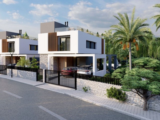 Moderne Design-Luxus-Villen zum Verkauf in Kyrenia Laptada mit Meer- und Bergblick!