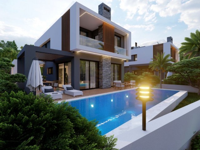 Moderne Design-Luxus-Villen zum Verkauf in Kyrenia Laptada mit Meer- und Bergblick!