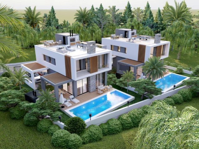 Modern design luxury villas for sale in Girne Lapa  with sea and mountain views!