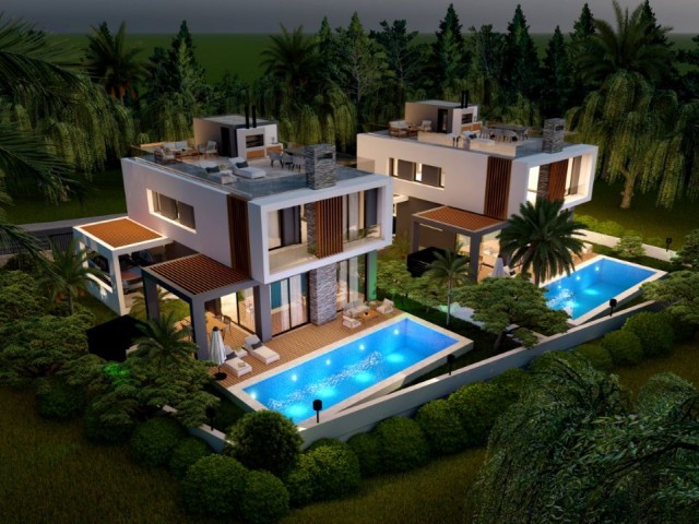 Modern design luxury villas for sale in Girne Lapa  with sea and mountain views!