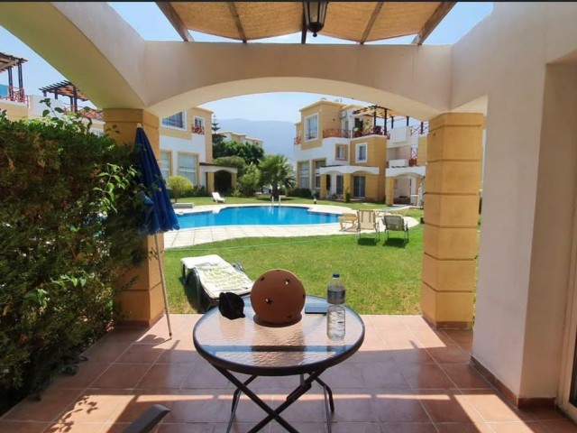 1+1 ground floor duplex apartment with garden in a well-maintained site 500m from the sea in Kyrenia Alsancak. Fully Furnished (can be converted to 2+1). 05338403555 ** 
