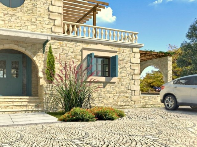 Stone villa project in Karsiyaka, Girne. The stone villas to be built on the land with Turkish titles will be constructed using stones collected from old stone houses. Call to see 