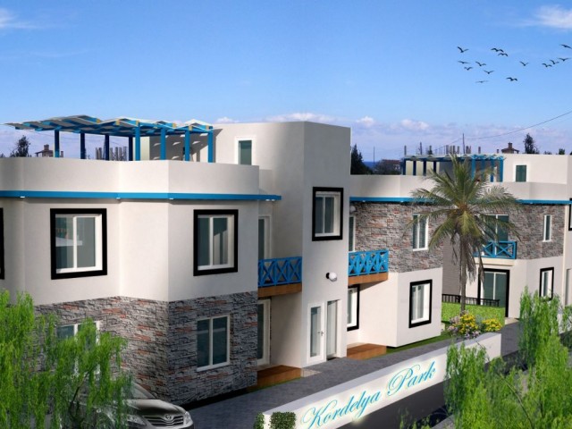 Turkish deed apartments in a complex with a pool, 300m from the sea in Karsiyaka, Girne. With ground floor or upper floor terrace options.05338403555 ** 