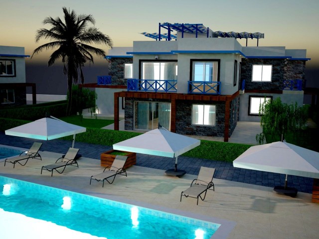 Turkish deed apartments in a complex with a pool, 300 meters from the sea in Karsiyaka, Girne. With ground floor or upper floor terrace options. 05338403555 ** 