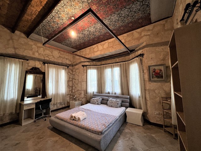 spectacular stone house is only 200 meters from the sea in Karşıyaka, Girne. Solid stone house with 4 bedrooms. It has a private swimming pool, study room and closed garage. You are welcome to the terrace of this villa for the most perfect sunset on the island.