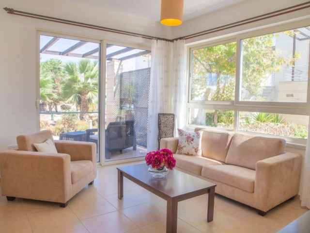 Spacious Fully Furnished Terraced Apartment in Front of the Ground Floor Garden Pool in Esentepe, Kyrenia ** 