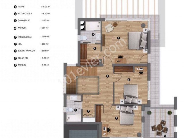 4 + 1 Duplex Villen mit Pool Option zum Verkauf in ausgezeichneter Lage in Kyrenia Ozanköy ** 