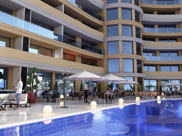 Luxury sea front 1 bedroom apartment in iskele walking distance in Long Beach 