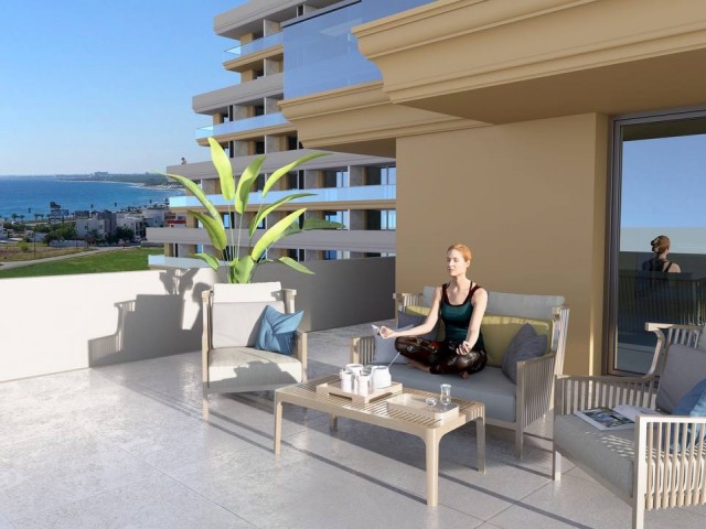 Luxury sea front 1 bedroom apartment in iskele walking distance in Long Beach 