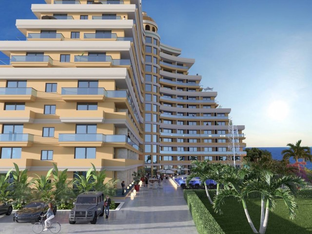 Luxury sea front 1 bedroom apartment in iskele walking distance in Long Beach 