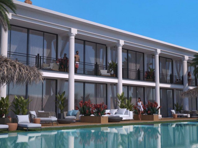 Luxury beachfront 1 bedroom flat with 5 star hotel facilities in kyrenia 