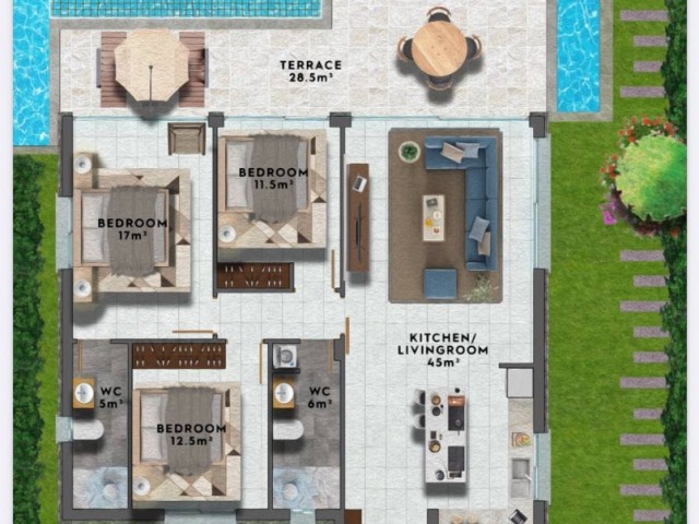 Denize sıfır eşsiz bir projede 3+1 müstakil özel havuzlu villa 