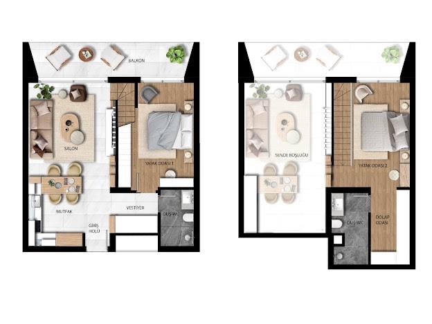 Luxuriöse Maisonette-Wohnung mit 2 Schlafzimmern in Iskele in der Nähe des Merit Hotels