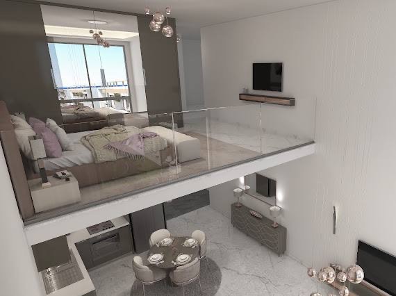 Luxurious 1  bedroom sea view loft apartment in girne esentepe