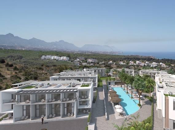 Luxuriöse 2-Zimmer-Wohnung mit Meerblick in Girne Esentepe mit allen Einrichtungen