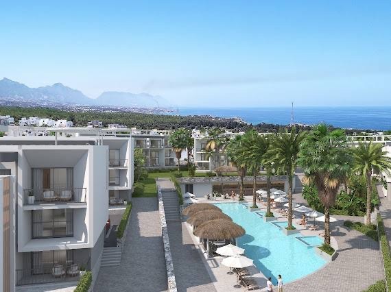 Luxuriöse 2-Zimmer-Wohnung mit Meerblick in Girne Esentepe mit allen Einrichtungen